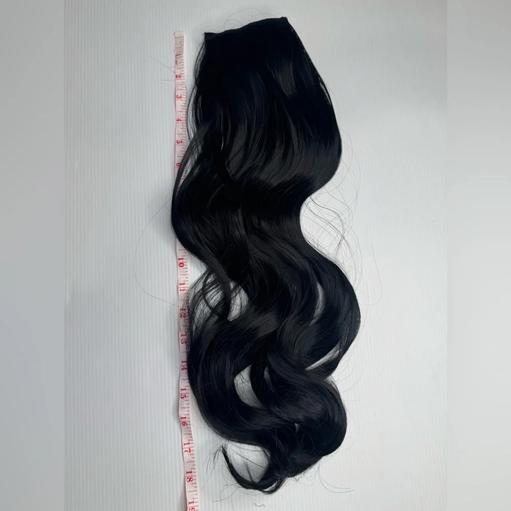 One Piece Black Hair Extensions — 22” Long | Natural Wave | Clip-In Volumizer
